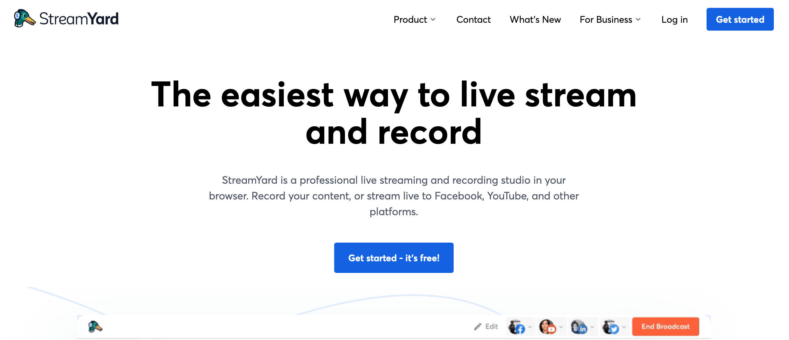 Streamyard Homepage