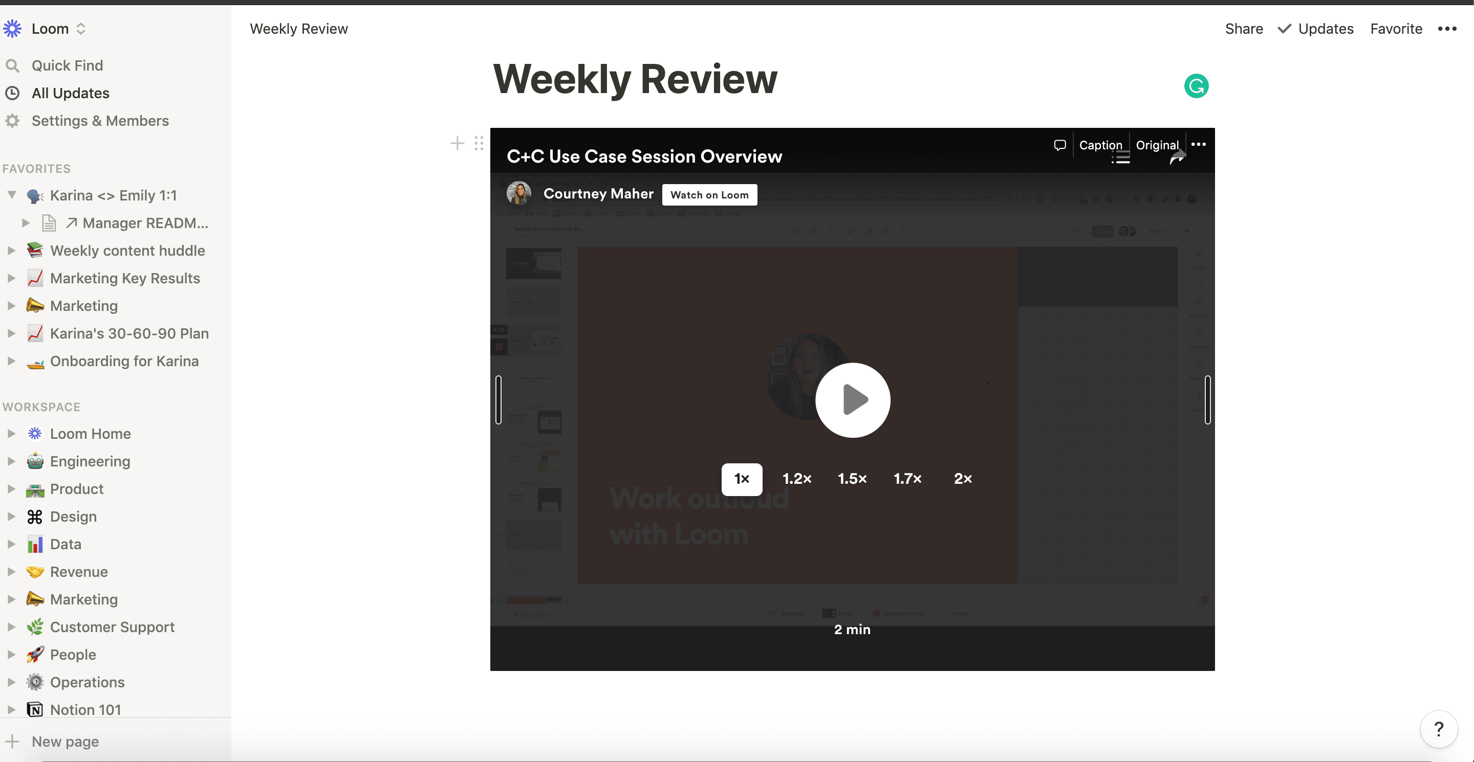 Embed Loom videos in Notion for Pitch presentation screenshot