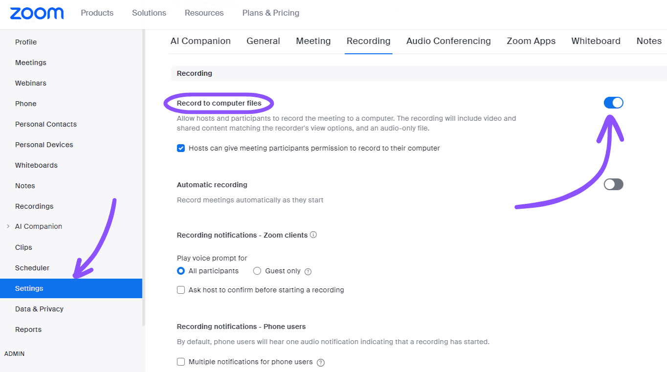 how-to-record-a-zoom-meeting local-recording settings