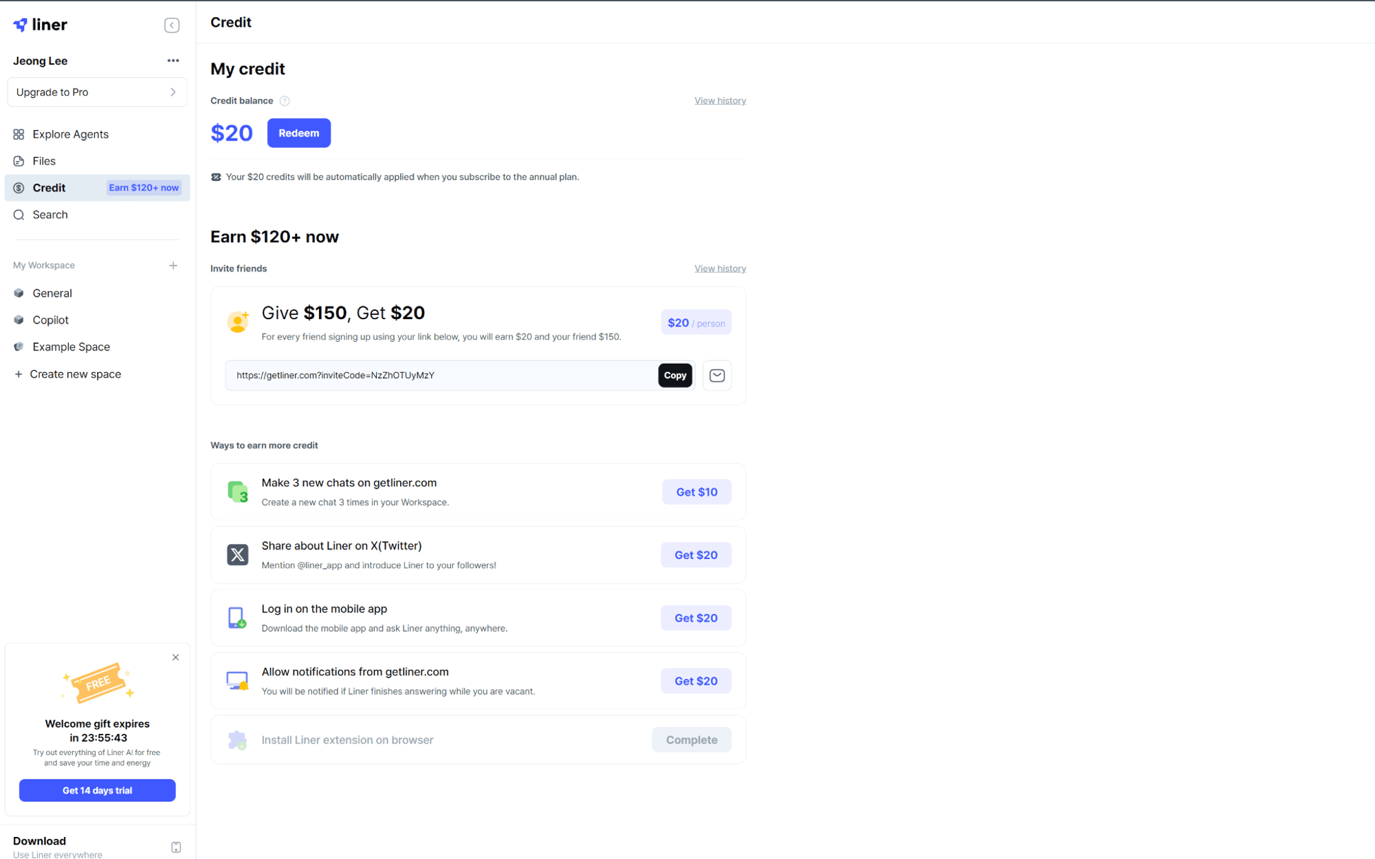 Liner AI search engine