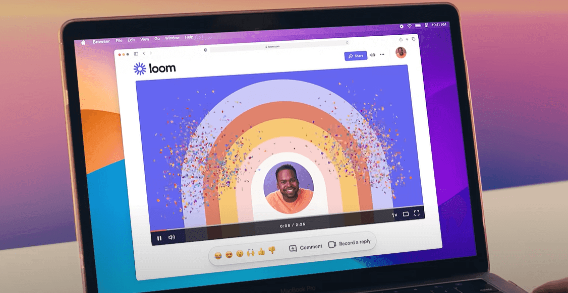 Loom confetti and webcam recorder