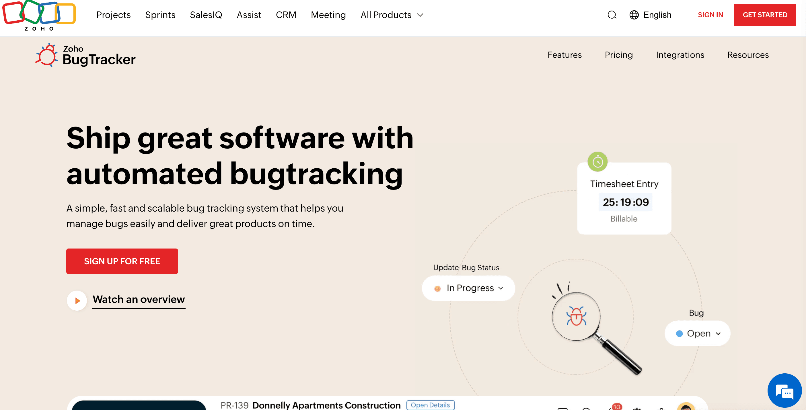 Zoho Bug Tracker